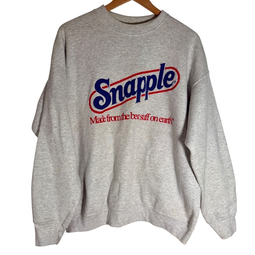 Vintage Fruit Of The Loom Unisex Snapple Crewneck Sweatshirt Gray‎ XL
